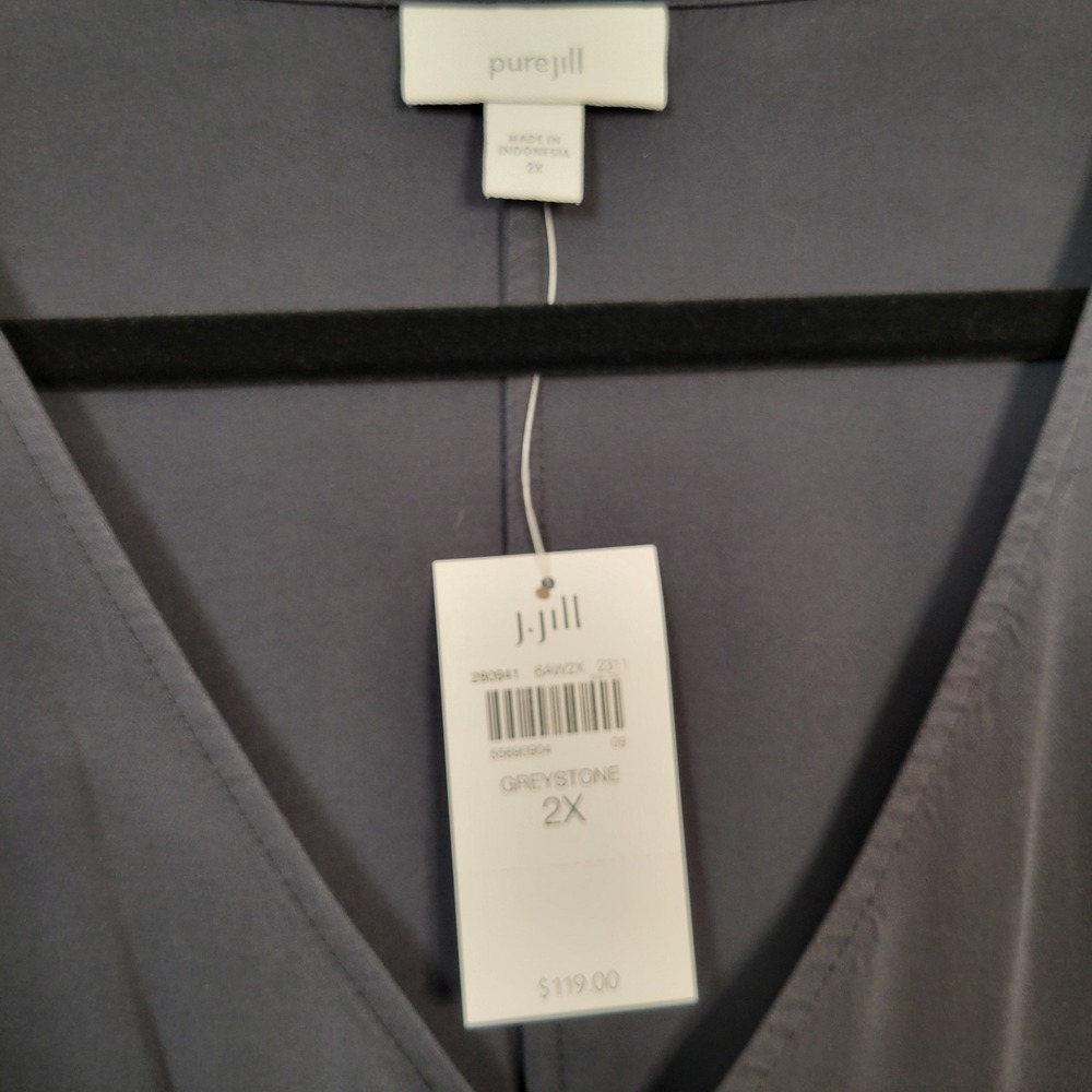 Pure Jill Side Tie Dress Size 2X Faux Wrap Minimalist Lagenlook‎ Sustainable - Picture 5 of 9